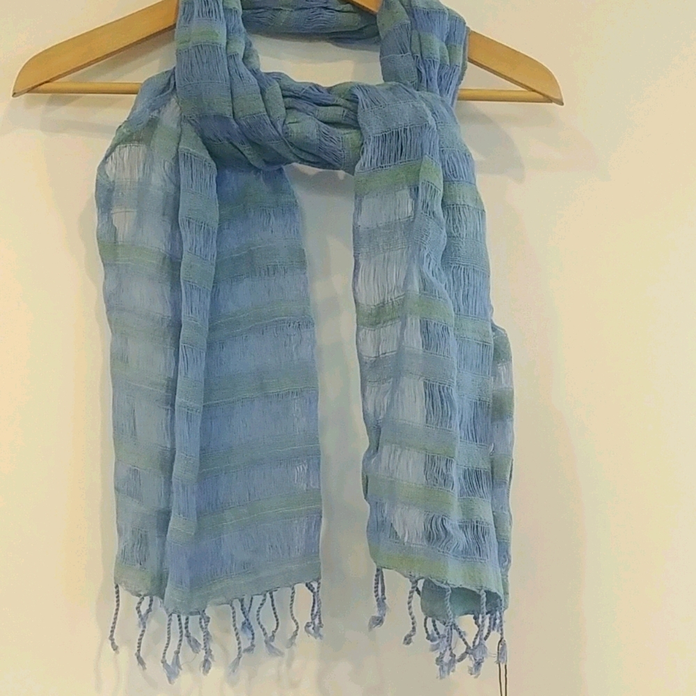 Marquet Blue Mudcloth Cotton Scarf Hand Dyed